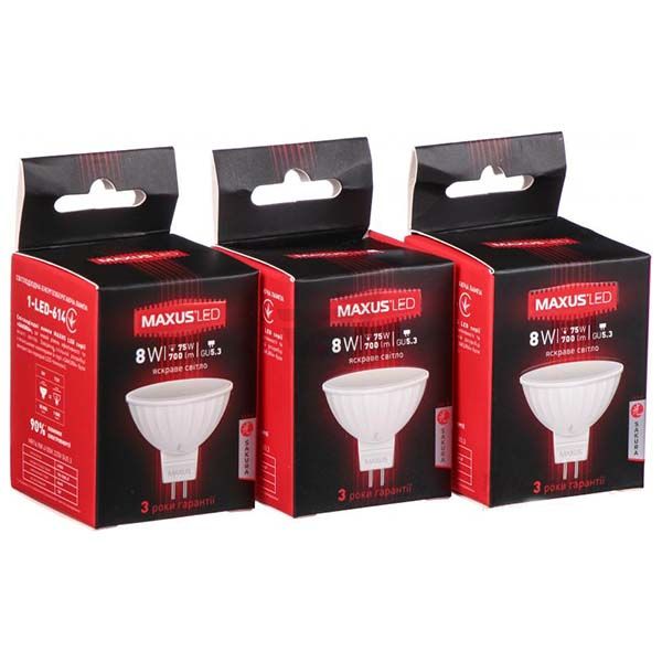 Лампа LED Maxus Sakura MR16 8 Вт 4100K GU5.3 2+1 шт